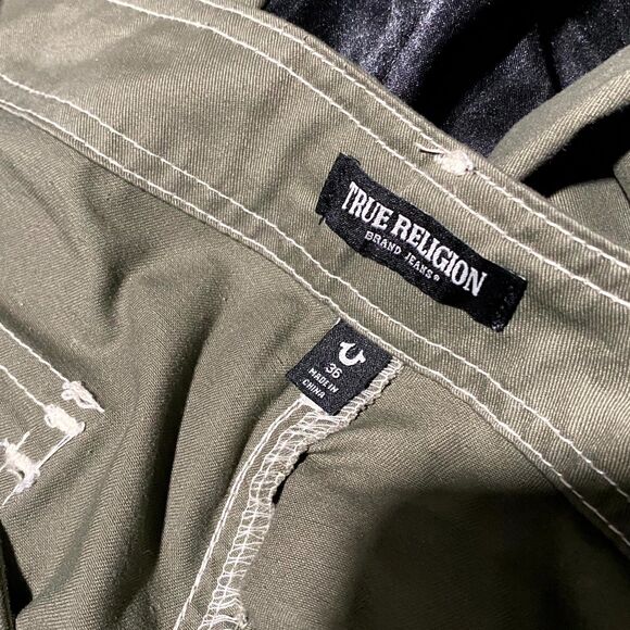 True Religion Cargo Pant Men's 36 Green Workwear Utility Outdoor Baggy Casual - Picture 7 of 7
